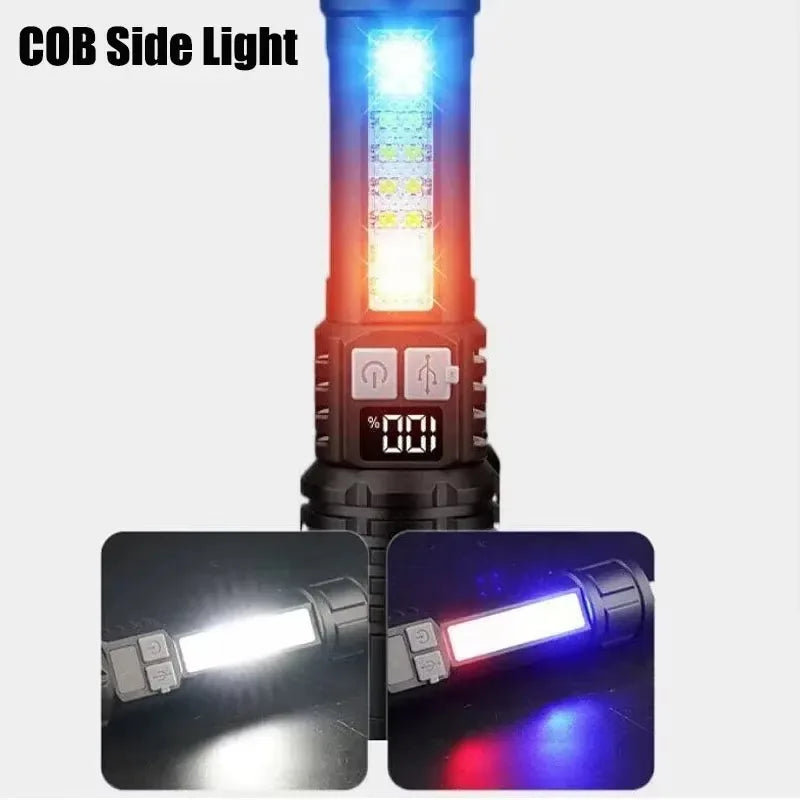High-Power LED Flashlight – Rechargeable Type-C Torch with Side Light