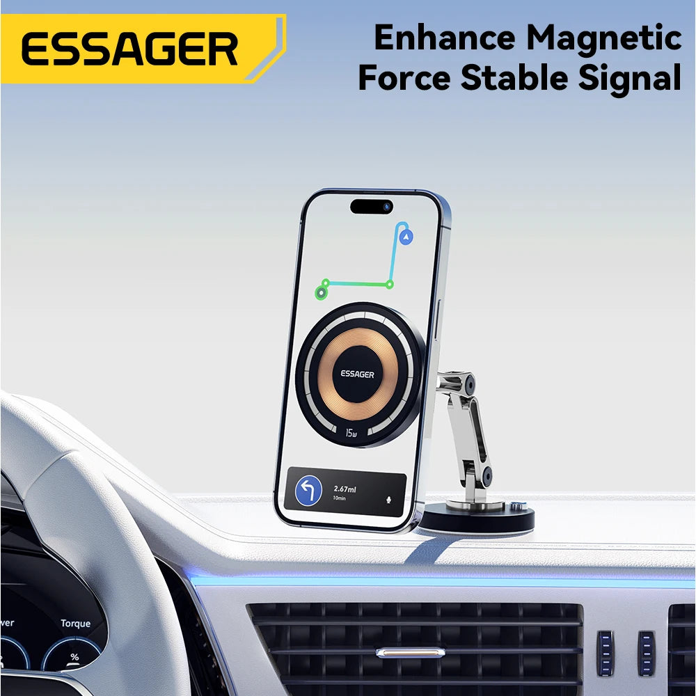 Magnetic Wireless Car Phone Holder – 15W Fast Charging