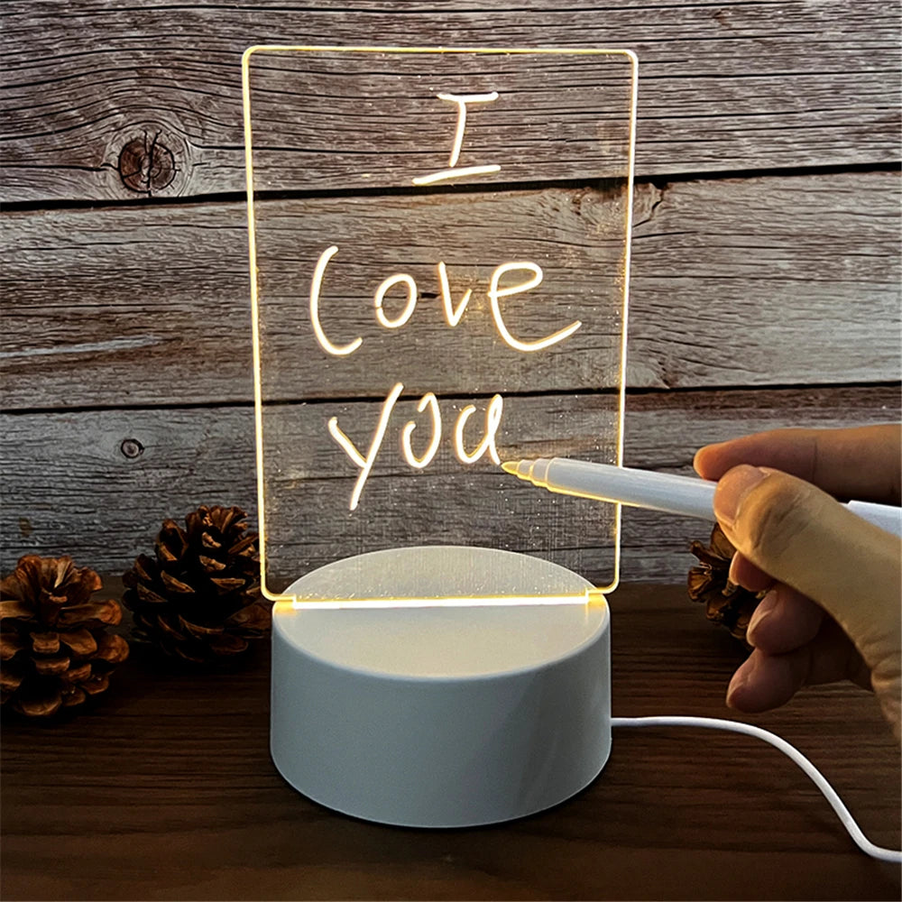 LED Acrylic Night Light & Message Board – USB Powered