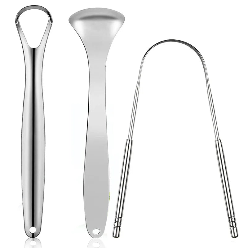 Stainless Steel Tongue Scraper – 1 or 3pcs Oral Hygiene Cleaner