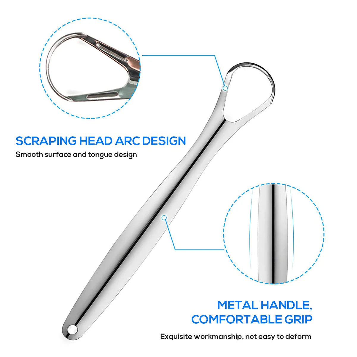 Stainless Steel Tongue Scraper – 1 or 3pcs Oral Hygiene Cleaner