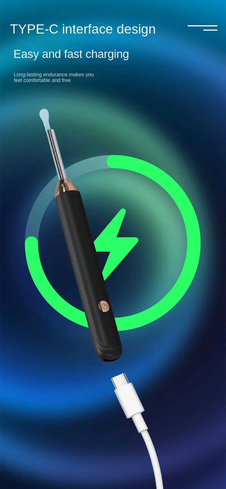 Smart Visual Ear Cleaner – WiFi Otoscope with USB-C Charging
