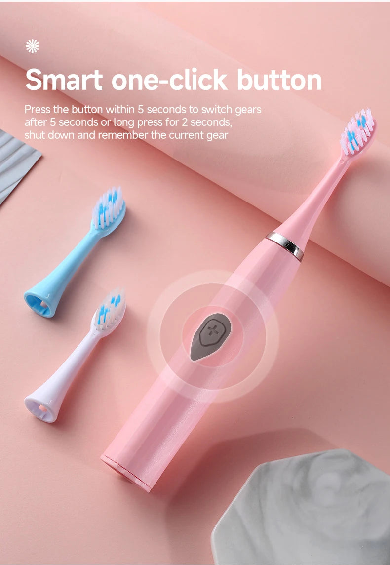 Electric Toothbrush for Adults – Soft DuPont Bristles, Waterproof & Portable