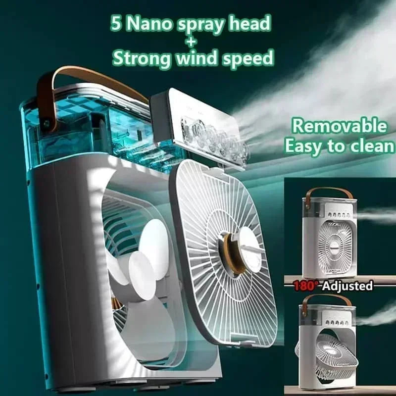 3-in-1 Portable Air Cooler Fan & Humidifier with LED Night Light