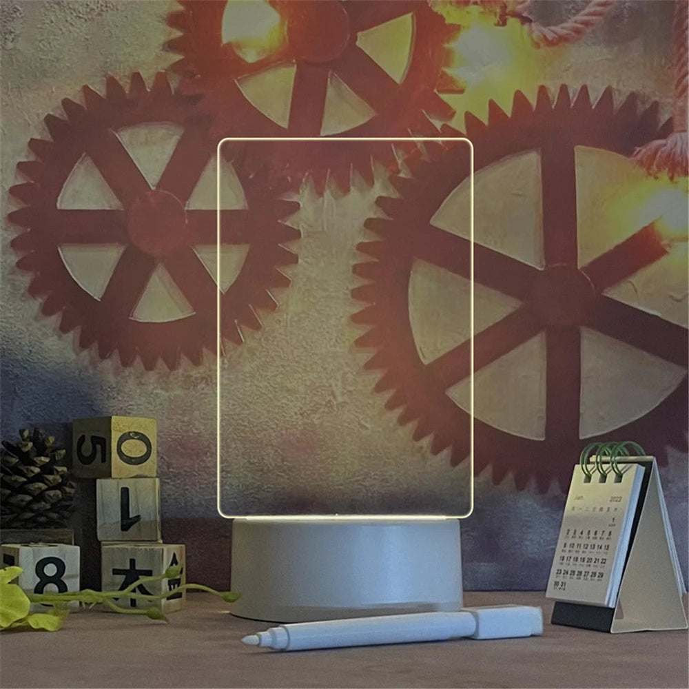 LED Acrylic Night Light & Message Board – USB Powered