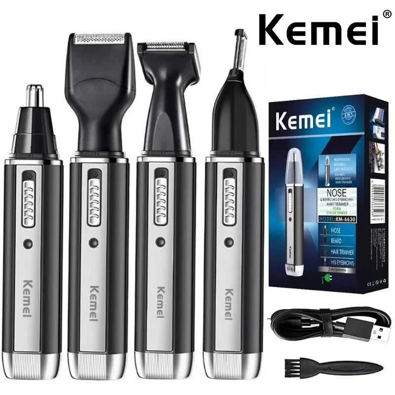 4-in-1 Rechargeable Trimmer – Nose, Ear, Beard & Eyebrow Grooming Kit