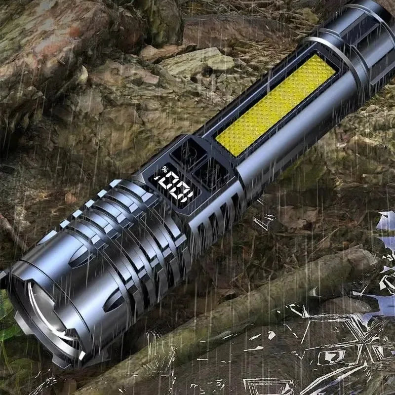 High-Power LED Flashlight – Rechargeable Type-C Torch with Side Light