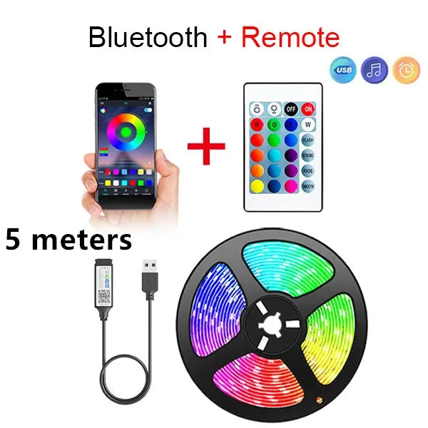 Bluetooth LED Strip Lights – App Controlled, Flexible 5m