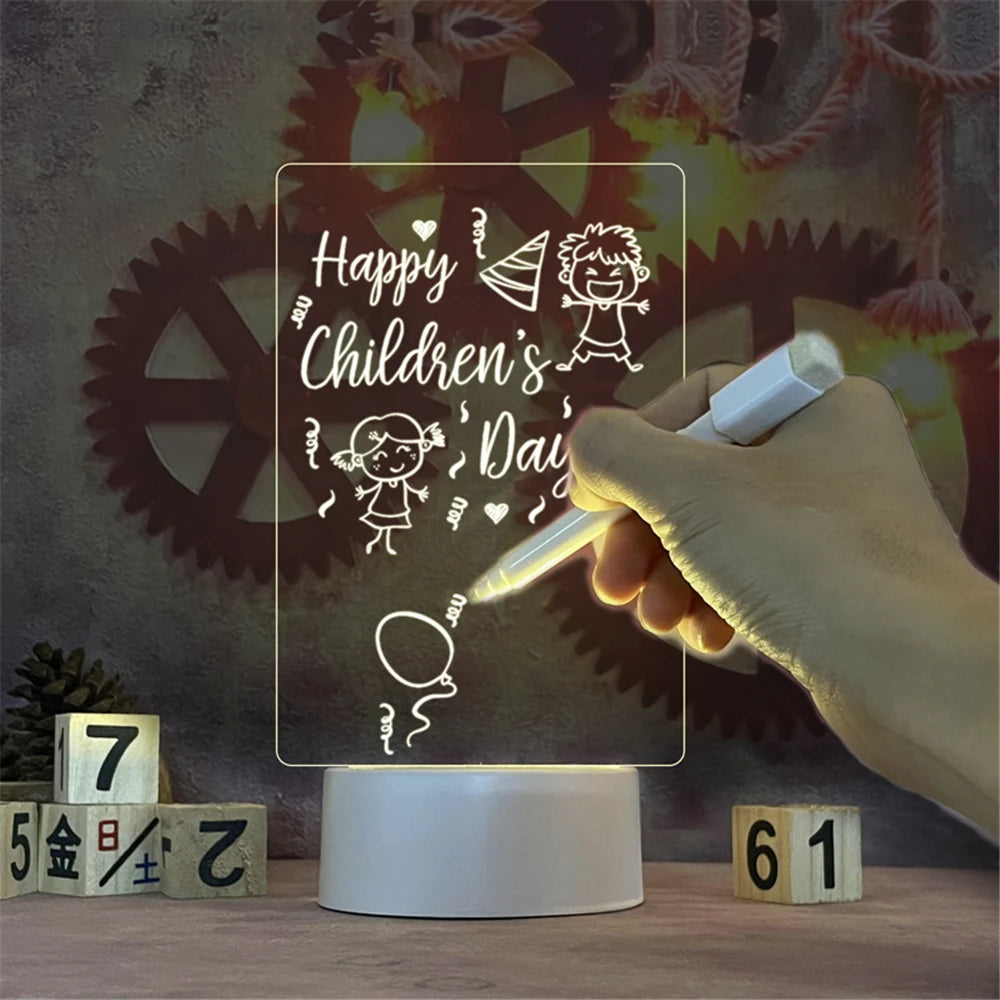 LED Acrylic Night Light & Message Board – USB Powered