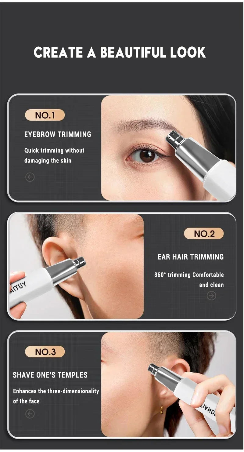 2-in-1 Electric Ear & Nose Hair Trimmer – Portable, Painless, Rechargeable