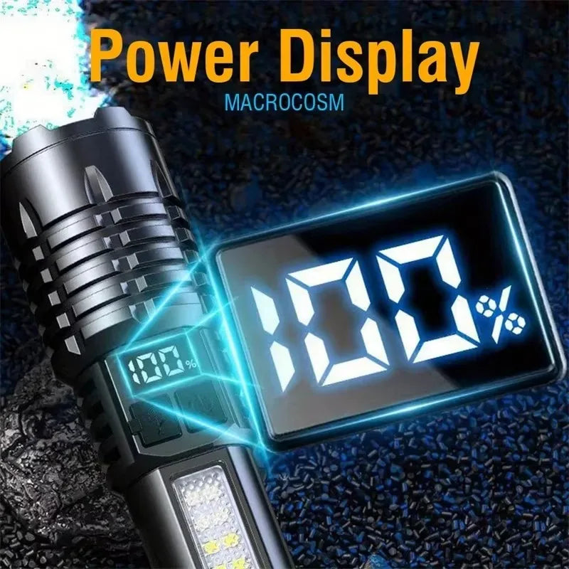 High-Power LED Flashlight – Rechargeable Type-C Torch with Side Light