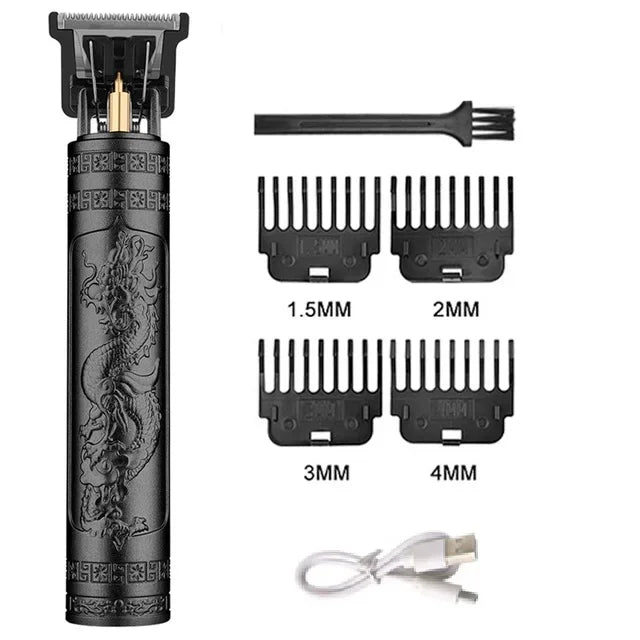 Vintage Cordless Hair Clipper – USB Rechargeable Barber Trimmer for Men