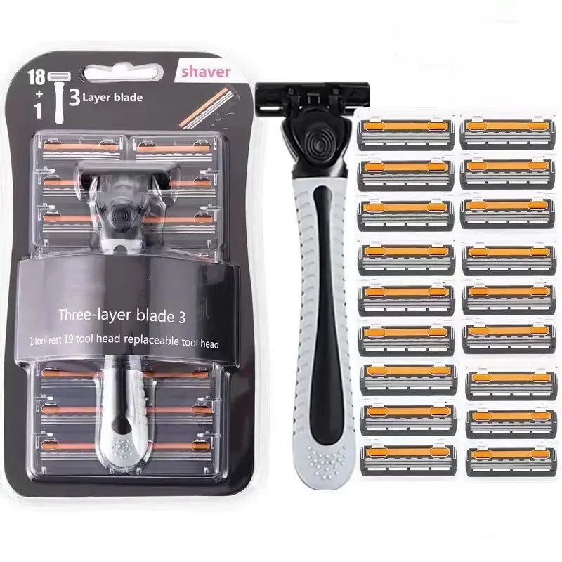 3-Layer Reusable Razor with Replaceable Blades – Unisex Shaver