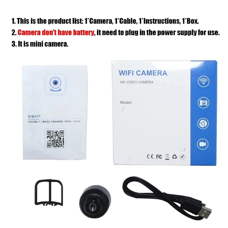 1080P HD Mini WiFi Camera – Night Vision Home & Pet Monitor