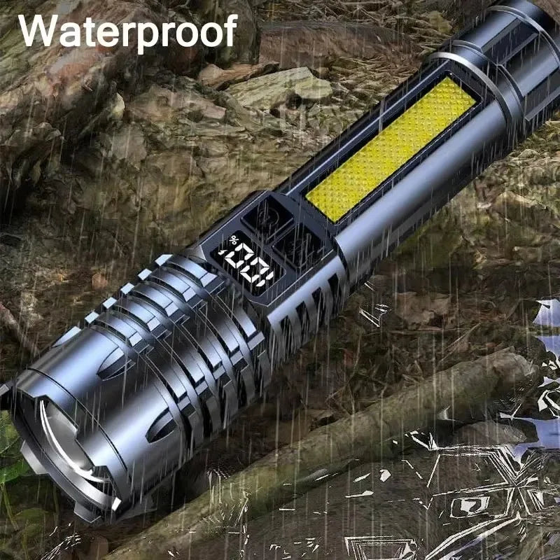 High-Power LED Flashlight – Rechargeable Type-C Torch with Side Light