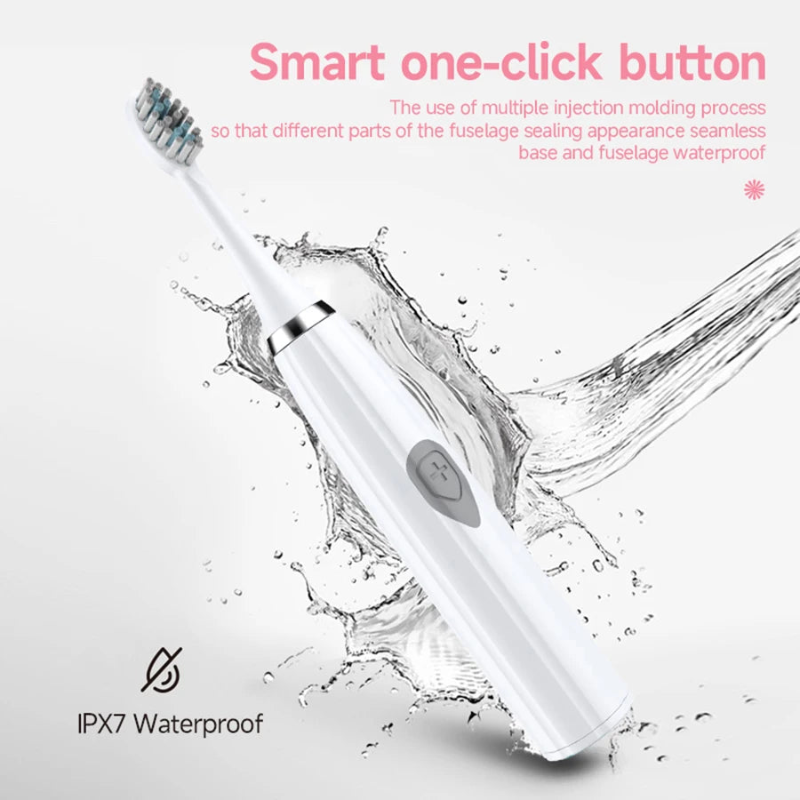 Electric Toothbrush for Adults – Soft DuPont Bristles, Waterproof & Portable