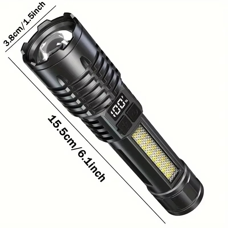 High-Power LED Flashlight – Rechargeable Type-C Torch with Side Light