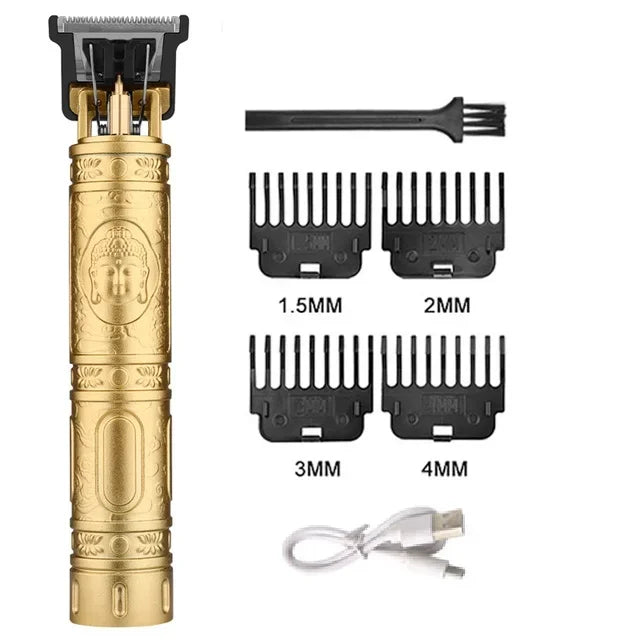 Vintage Cordless Hair Clipper – USB Rechargeable Barber Trimmer for Men