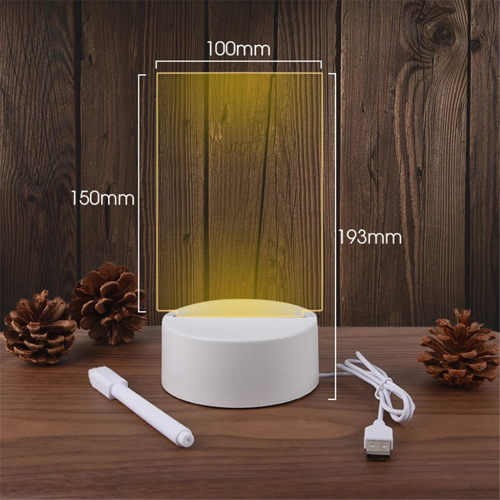 LED Acrylic Night Light & Message Board – USB Powered