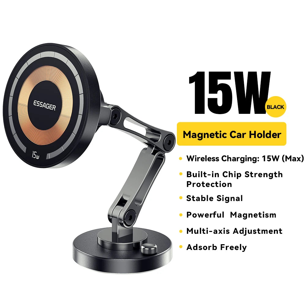Magnetic Wireless Car Phone Holder – 15W Fast Charging