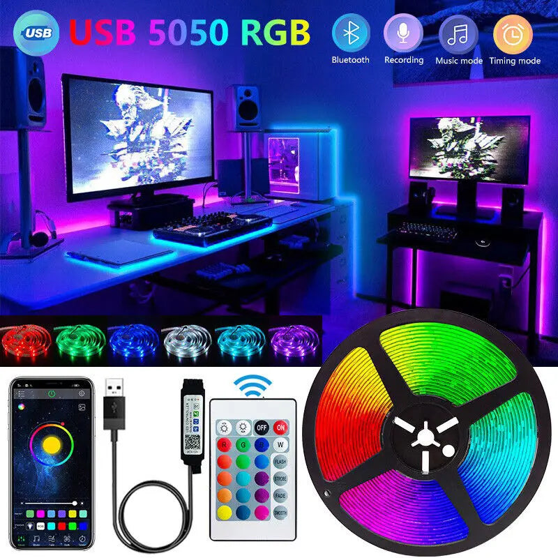 Bluetooth LED Strip Lights – App Controlled, Flexible 5m