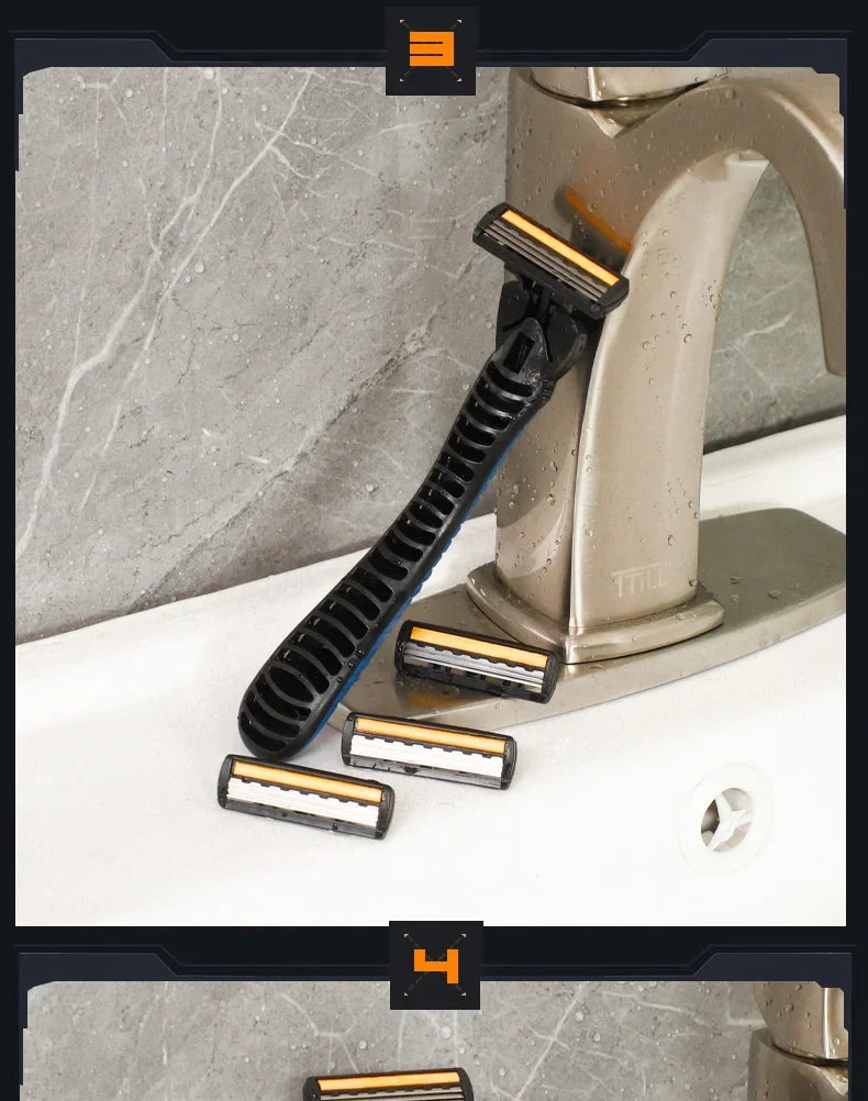 3-Layer Reusable Razor with Replaceable Blades – Unisex Shaver