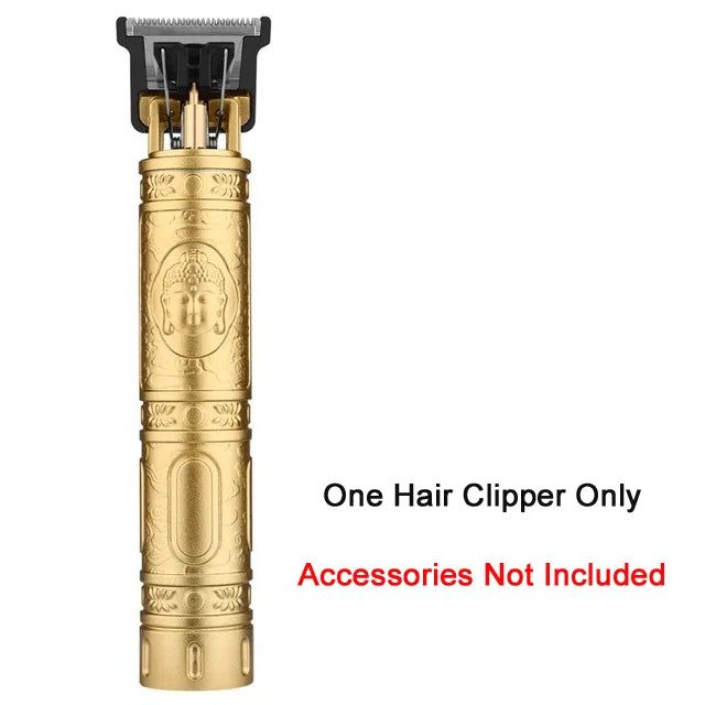 Vintage Cordless Hair Clipper – USB Rechargeable Barber Trimmer for Men