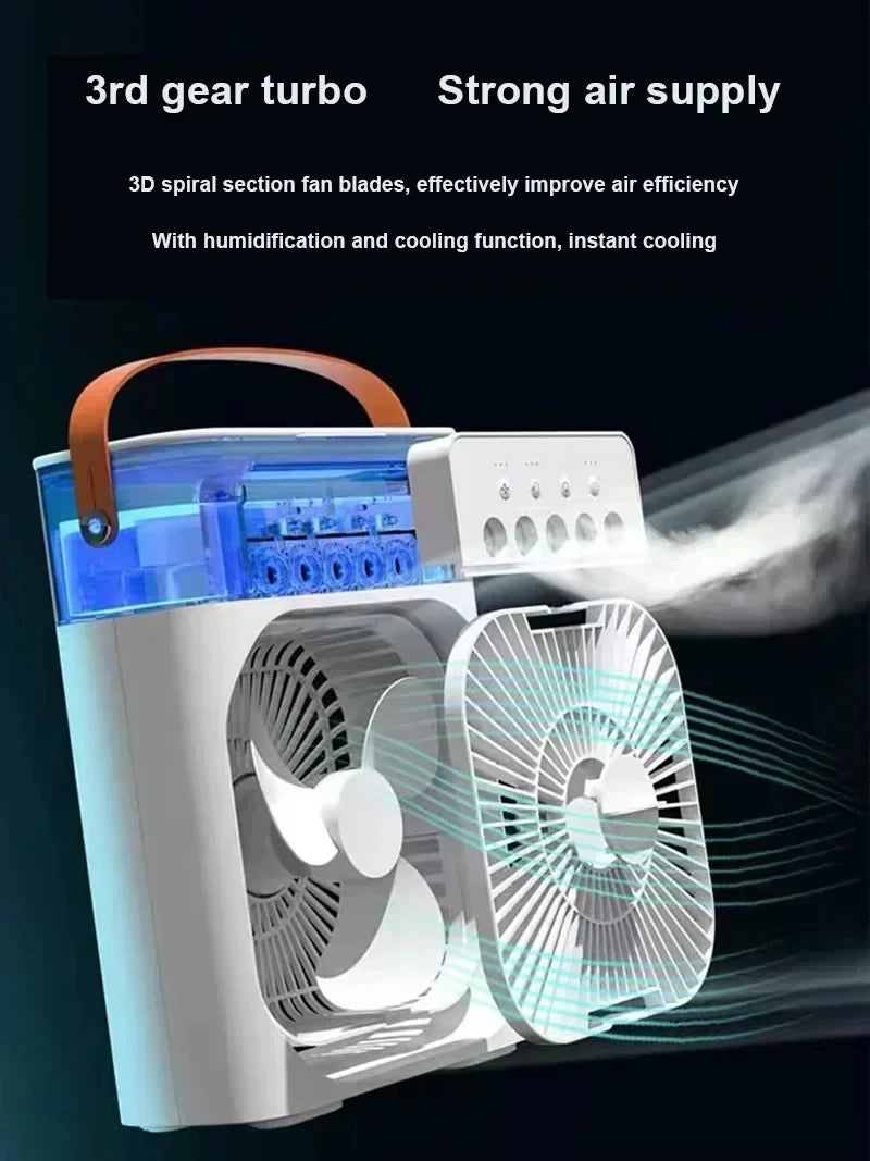 3-in-1 Portable Air Cooler Fan & Humidifier with LED Night Light