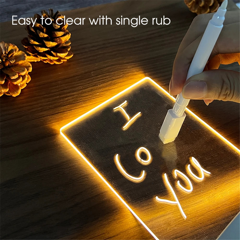 LED Acrylic Night Light & Message Board – USB Powered