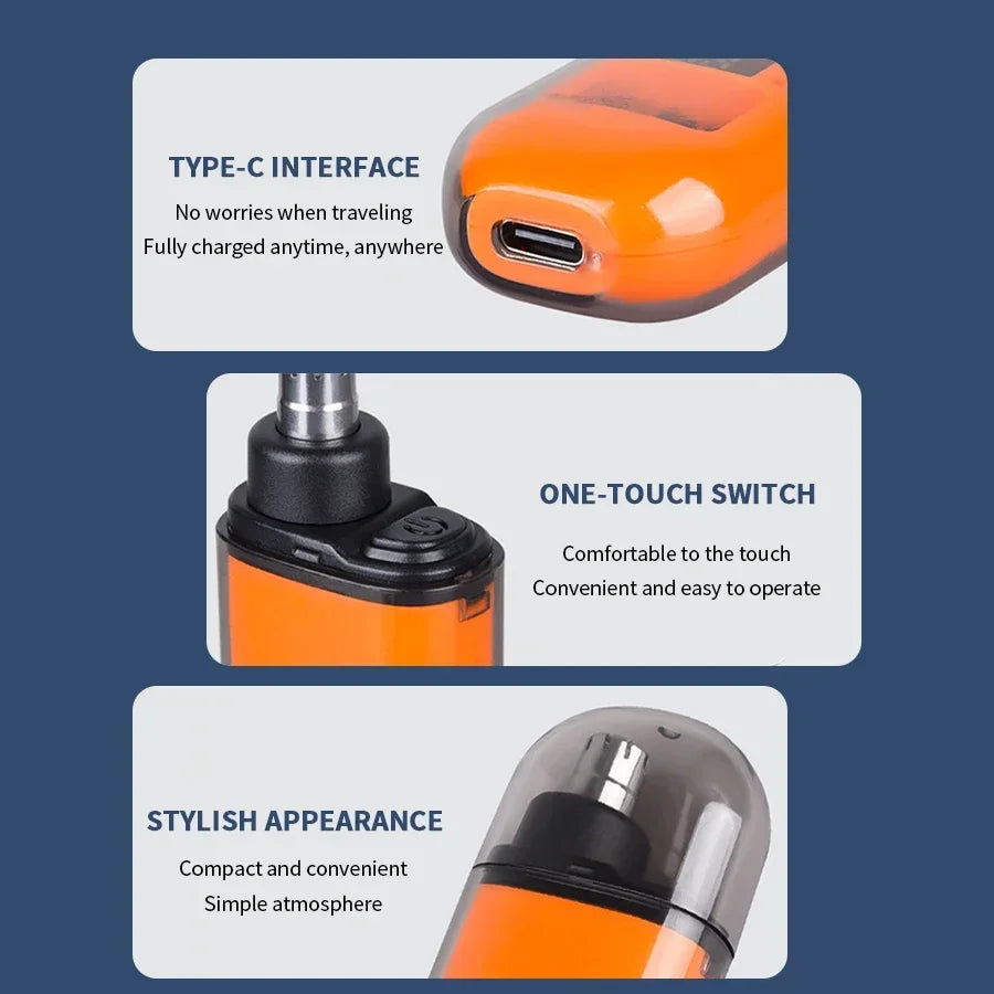 2-in-1 Electric Ear & Nose Hair Trimmer – Portable, Painless, Rechargeable