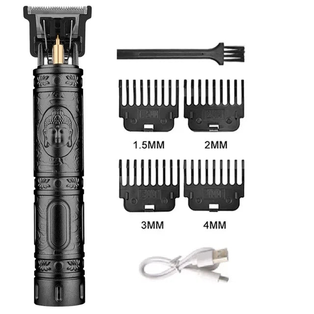 Vintage Cordless Hair Clipper – USB Rechargeable Barber Trimmer for Men