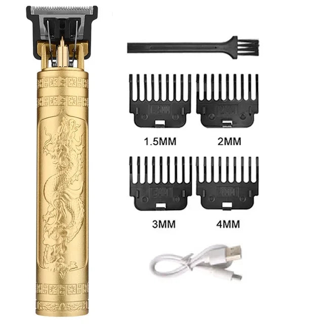 Vintage Cordless Hair Clipper – USB Rechargeable Barber Trimmer for Men