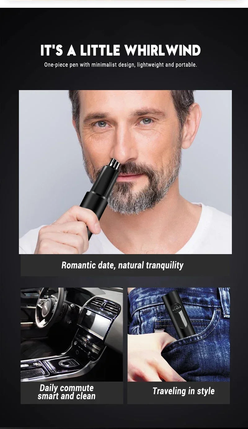 2-in-1 Electric Ear & Nose Hair Trimmer – Portable, Painless, Rechargeable