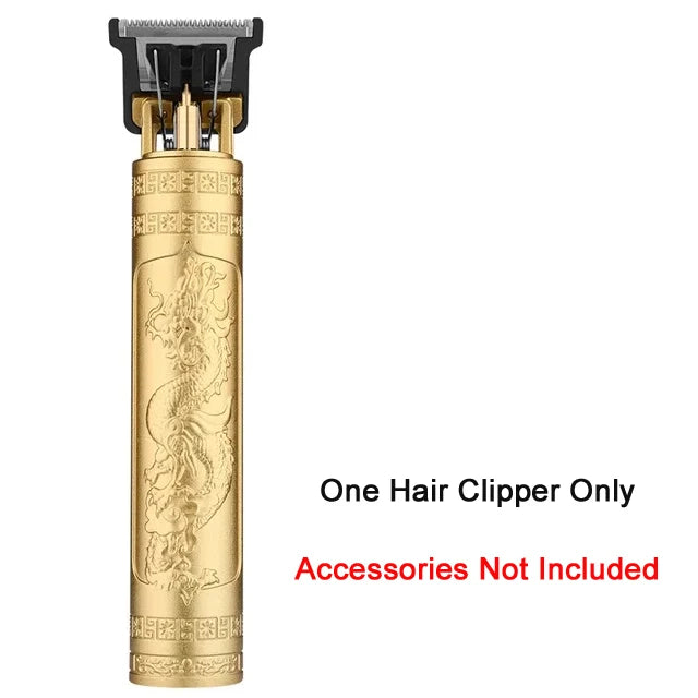 Vintage Cordless Hair Clipper – USB Rechargeable Barber Trimmer for Men