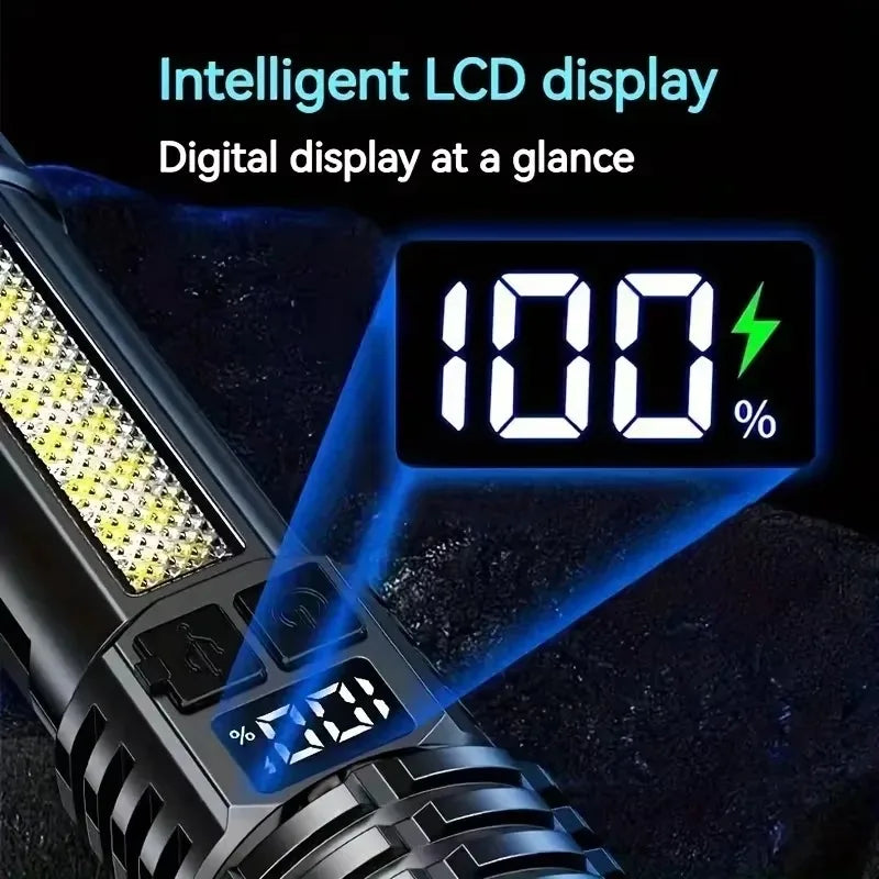 High-Power LED Flashlight – Rechargeable Type-C Torch with Side Light