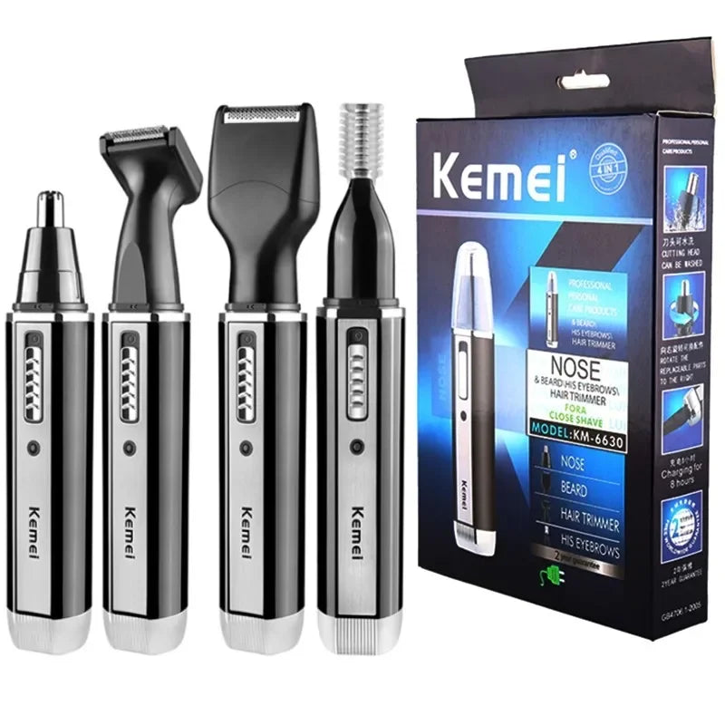 4-in-1 Rechargeable Trimmer – Nose, Ear, Beard & Eyebrow Grooming Kit