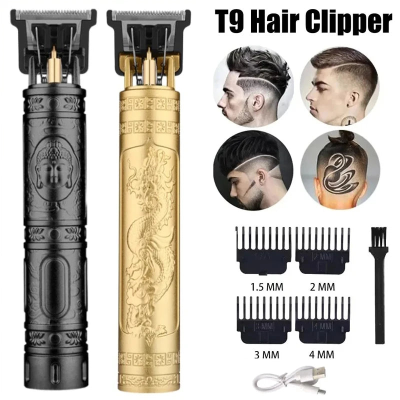 Vintage Cordless Hair Clipper – USB Rechargeable Barber Trimmer for Men
