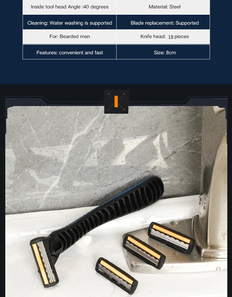 3-Layer Reusable Razor with Replaceable Blades – Unisex Shaver