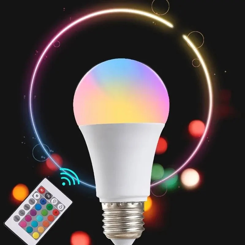 16-Color RGB LED Bulb with Remote – E27 8W