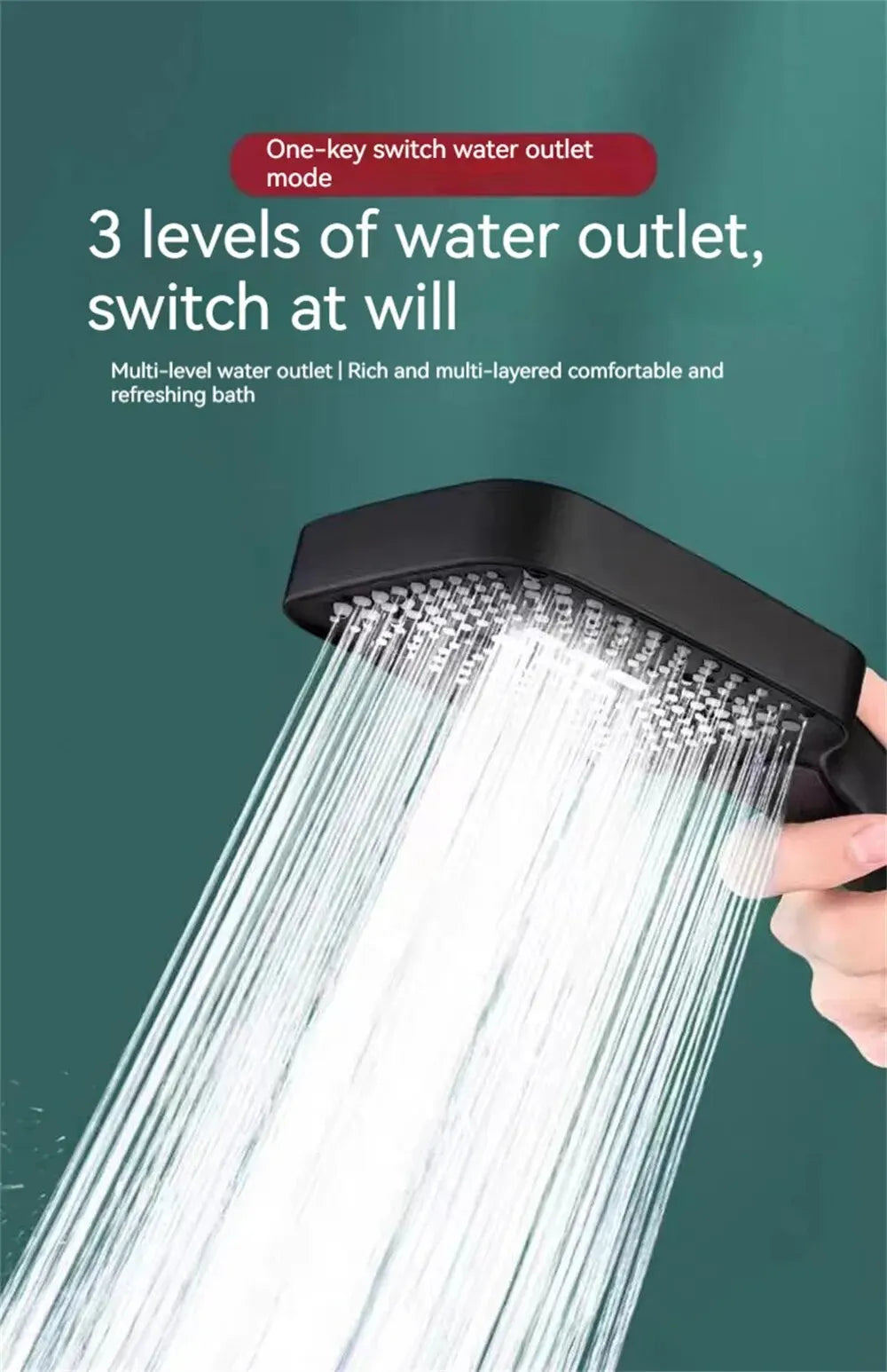 Adjustable 3-Mode Shower Head – High Pressure Rainfall & Water Saving