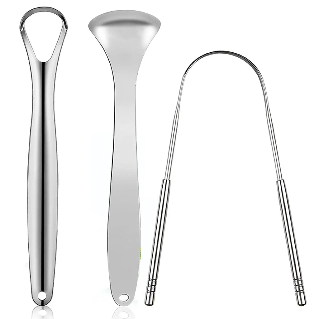 Stainless Steel Tongue Scraper – 1 or 3pcs Oral Hygiene Cleaner
