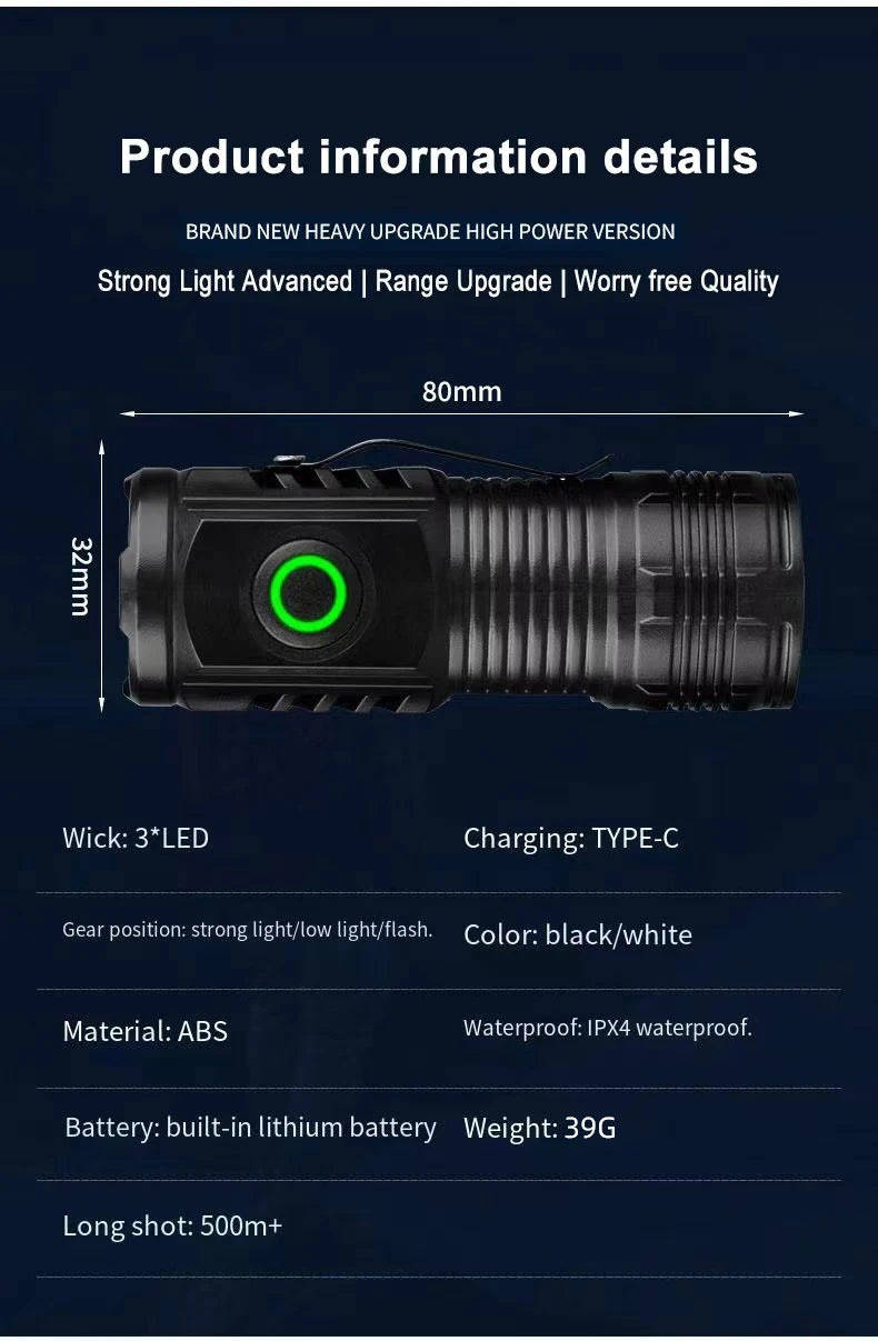 Strong LED Light Portable Outdoor Torch