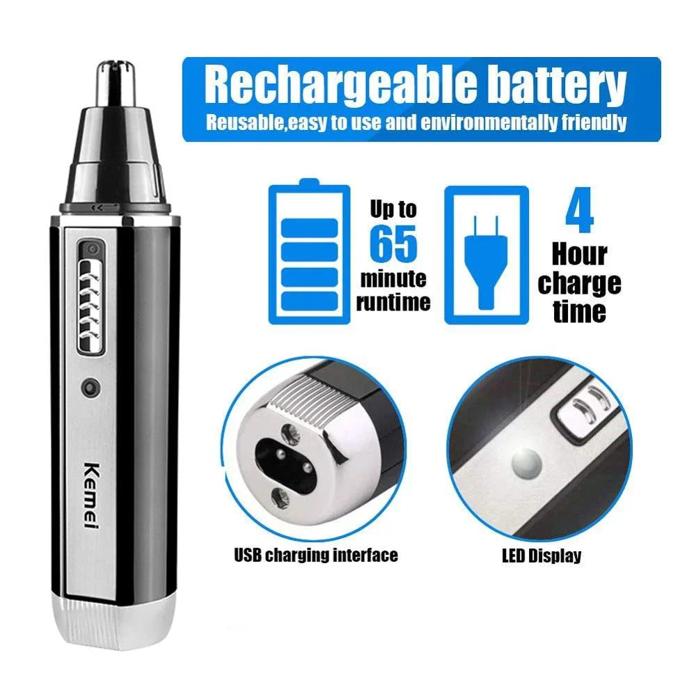 4-in-1 Rechargeable Trimmer – Nose, Ear, Beard & Eyebrow Grooming Kit