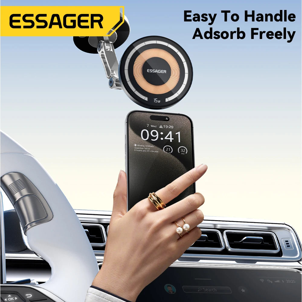 Magnetic Wireless Car Phone Holder – 15W Fast Charging