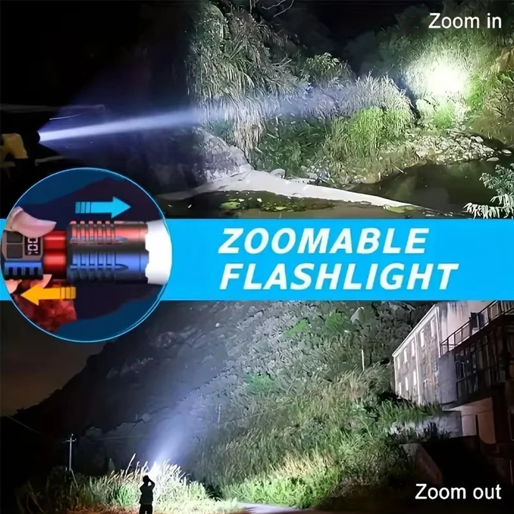 High-Power LED Flashlight – Rechargeable Type-C Torch with Side Light