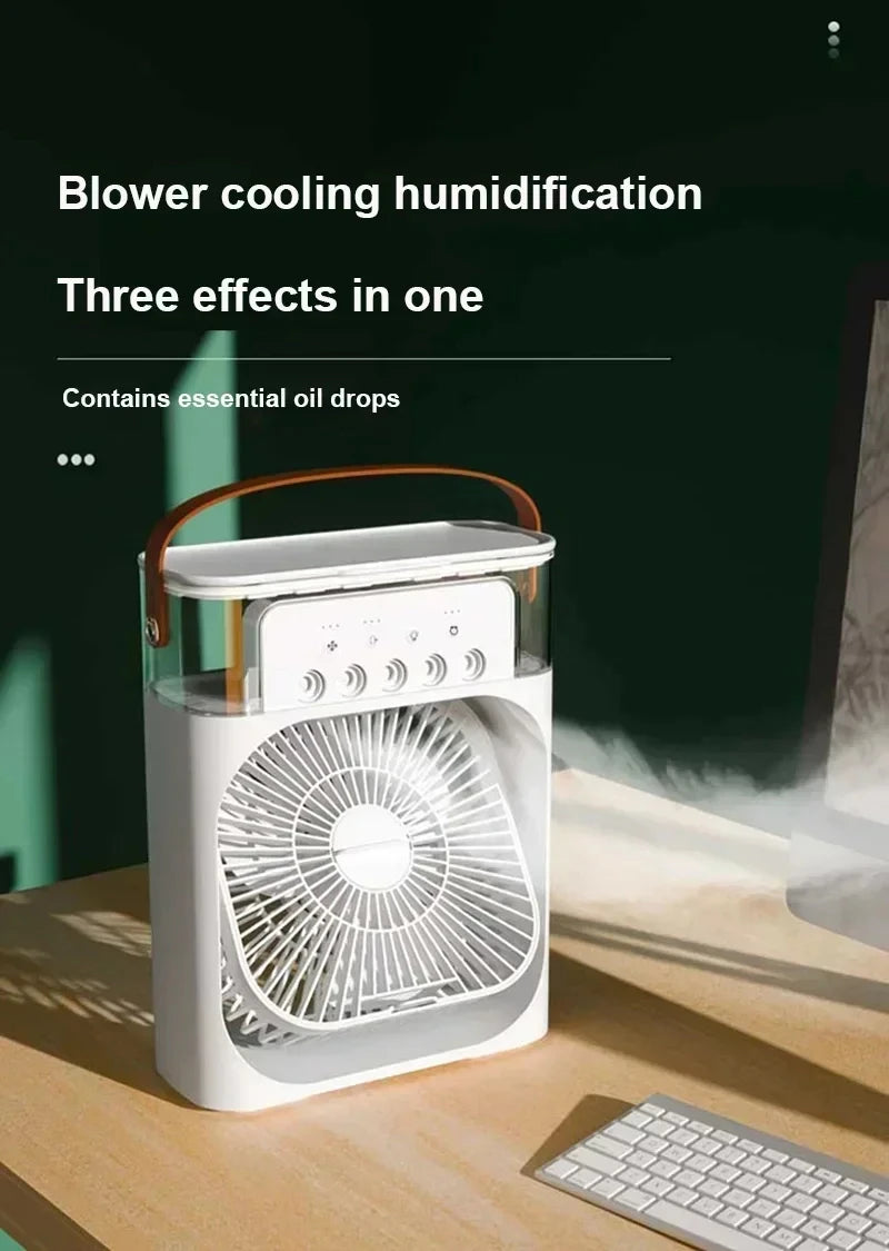 3-in-1 Portable Air Cooler Fan & Humidifier with LED Night Light